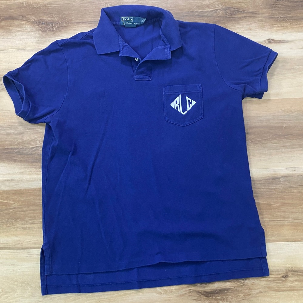 Polo Ralph Lauren Polo Shirt Large Monogram RLC Cotton Custom Fit Blue